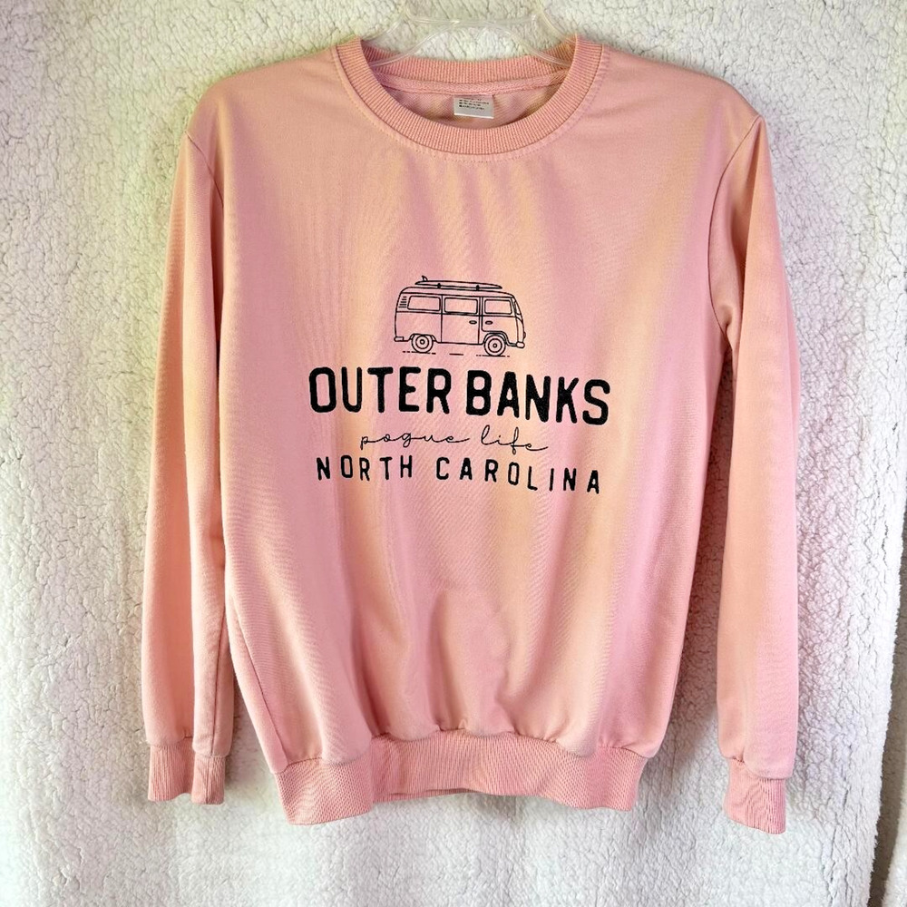 Outer Banks North Carolina Pouge Life Pink Sweatshirt Women's Size M